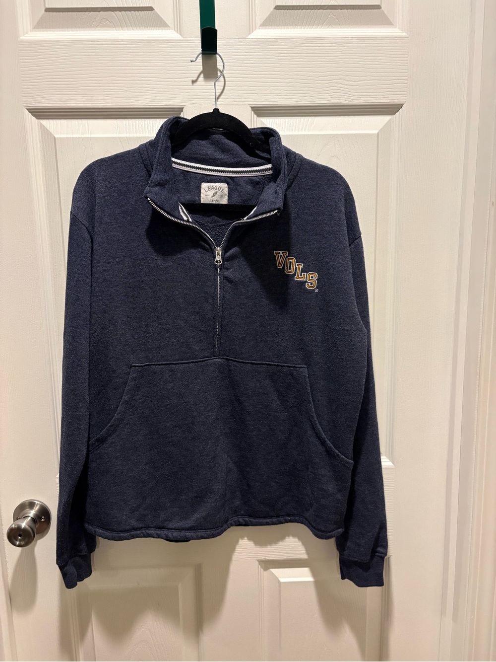 League Men's Navy Half-Zip Pullover with 'VOLS' Embroidery